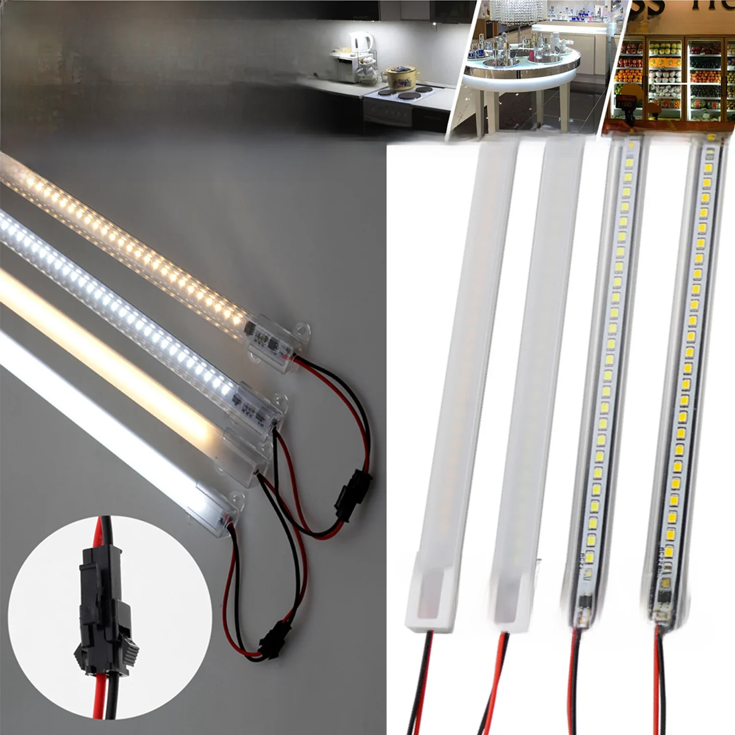 Barre de tube de budgétaire LED, haute luminosité, lampe de vitrine déployée, lampe d'affichage, rigide, structurels ent, 30cm, 50cm, 60cm, 220V