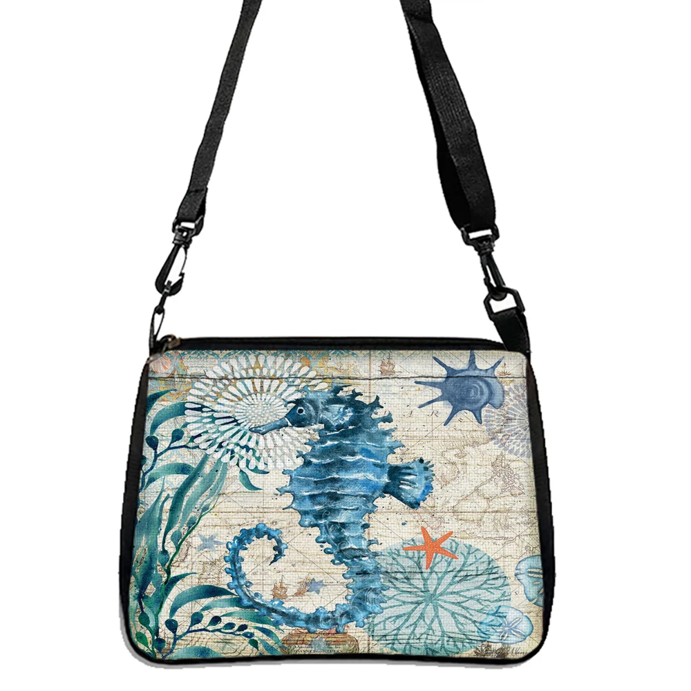 Tote Bag Seahorse Turtle Octopus Print Traveling Shoulder Bags Eco Shopping Bags For Women with Print Trendy Style