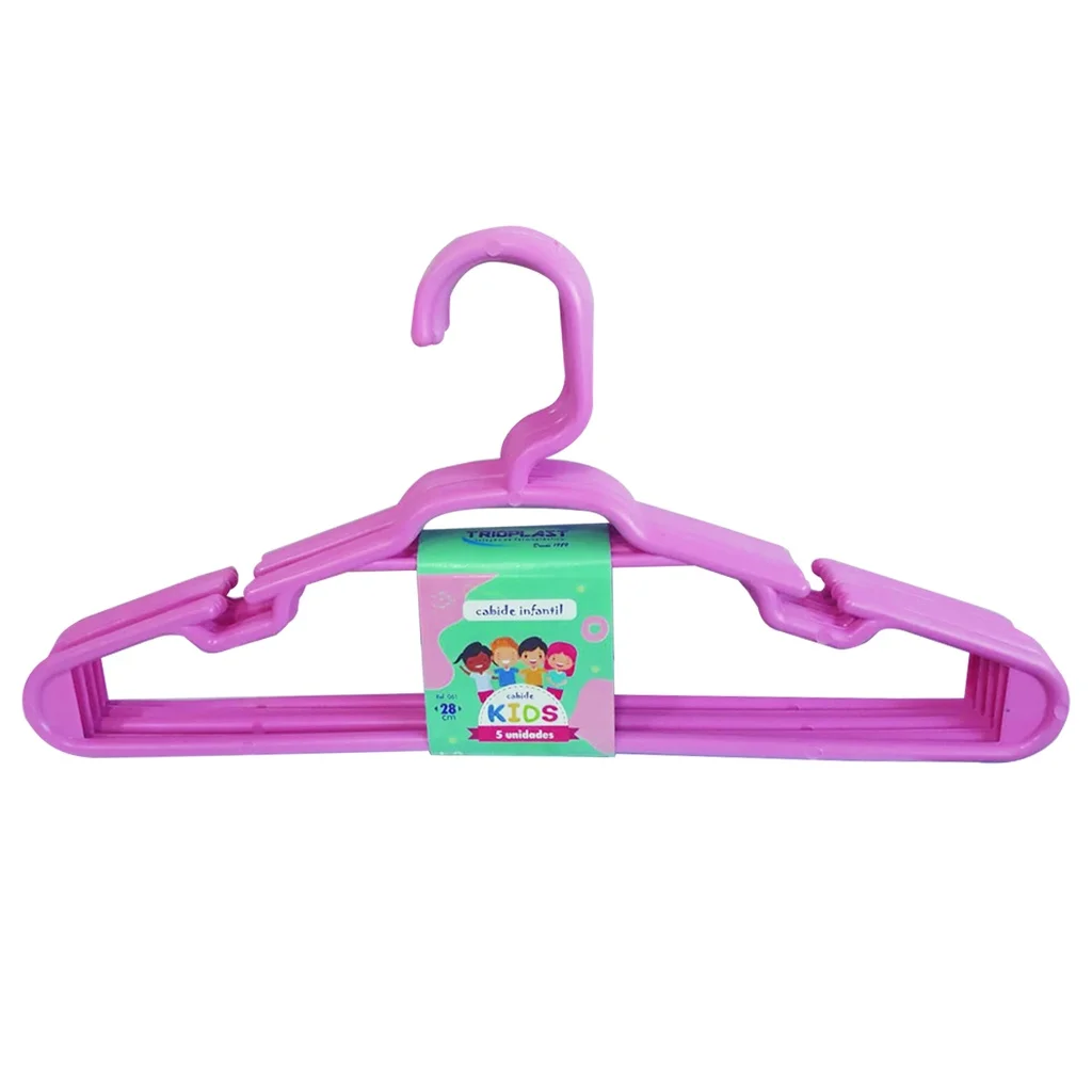 Kit 50 Unidades Cabides Infantis Roupa Infantil Bebê Cor Rosa