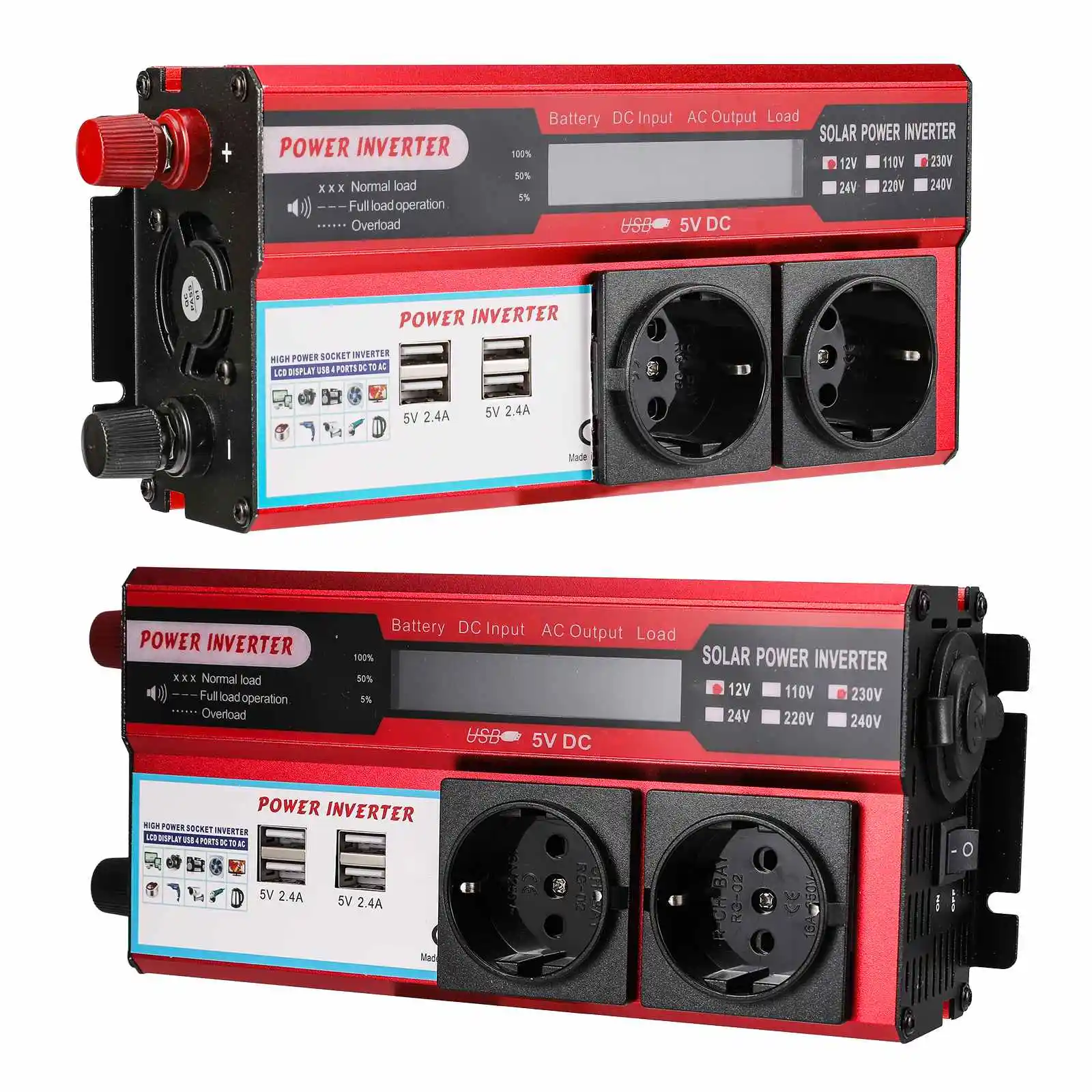 4000W Stromwechselrichter DC 12V zu AC 220V 230V Transformator mit 4 USB-EU-Steckdosen und LED-Anzeige zum Laden – Detail 9