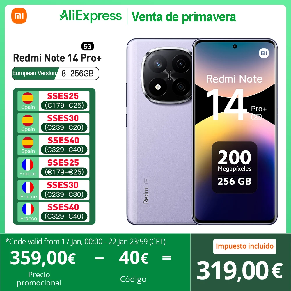 Xiaomi Redmi Note 14 Pro Plus 5G European Version 256GB/512GB Snapdragon® 7s Gen 3  AMOLED Display 6.67