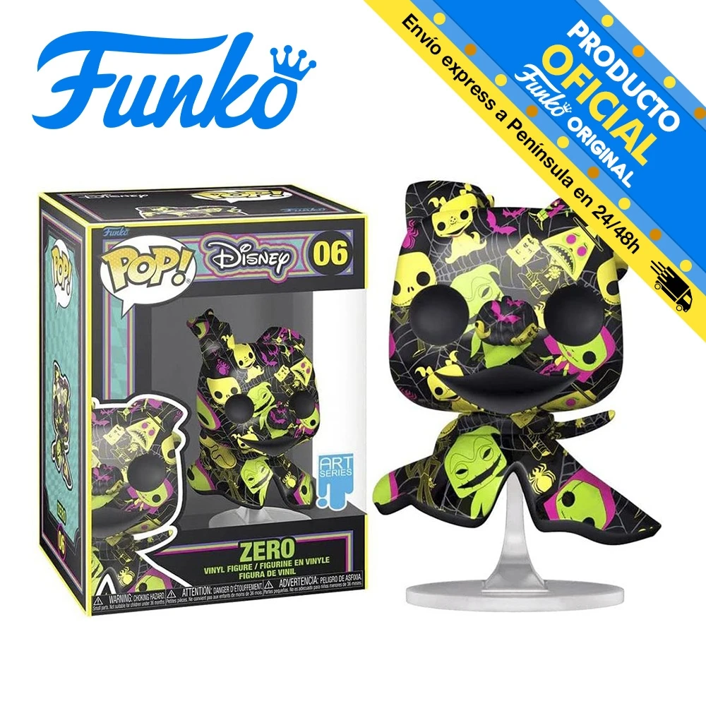 Funko Pop! Nightmare before Christmas-artistic Zero (Black Light) + protective box, 64963, N ° 06, original, toys, boys, girls, gifts, collector, figures, dolls, shop, with box, new, official license