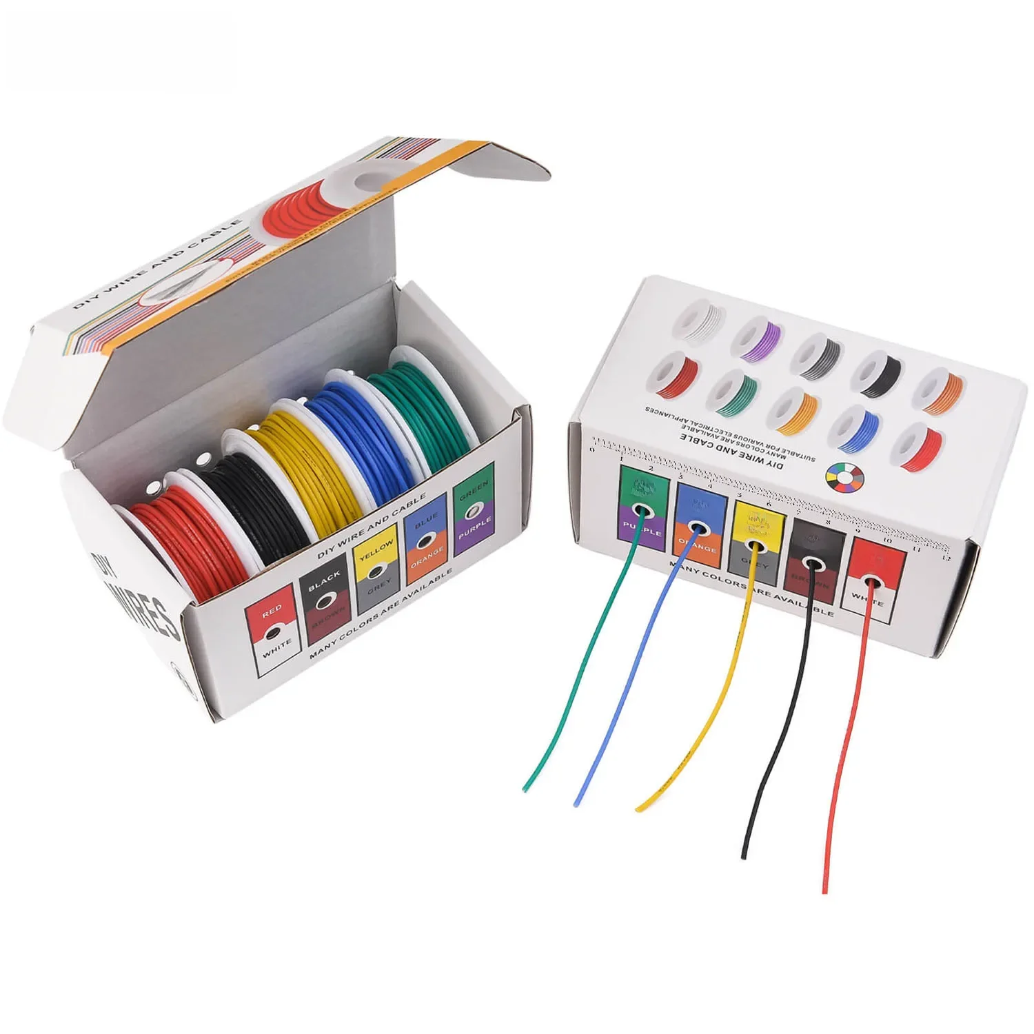 Fio Elétrico De Silicone Flexível, 22 Gauge Encalhado Fio De Cobre Estanhado, 22AWG, 5 Cores, 16,