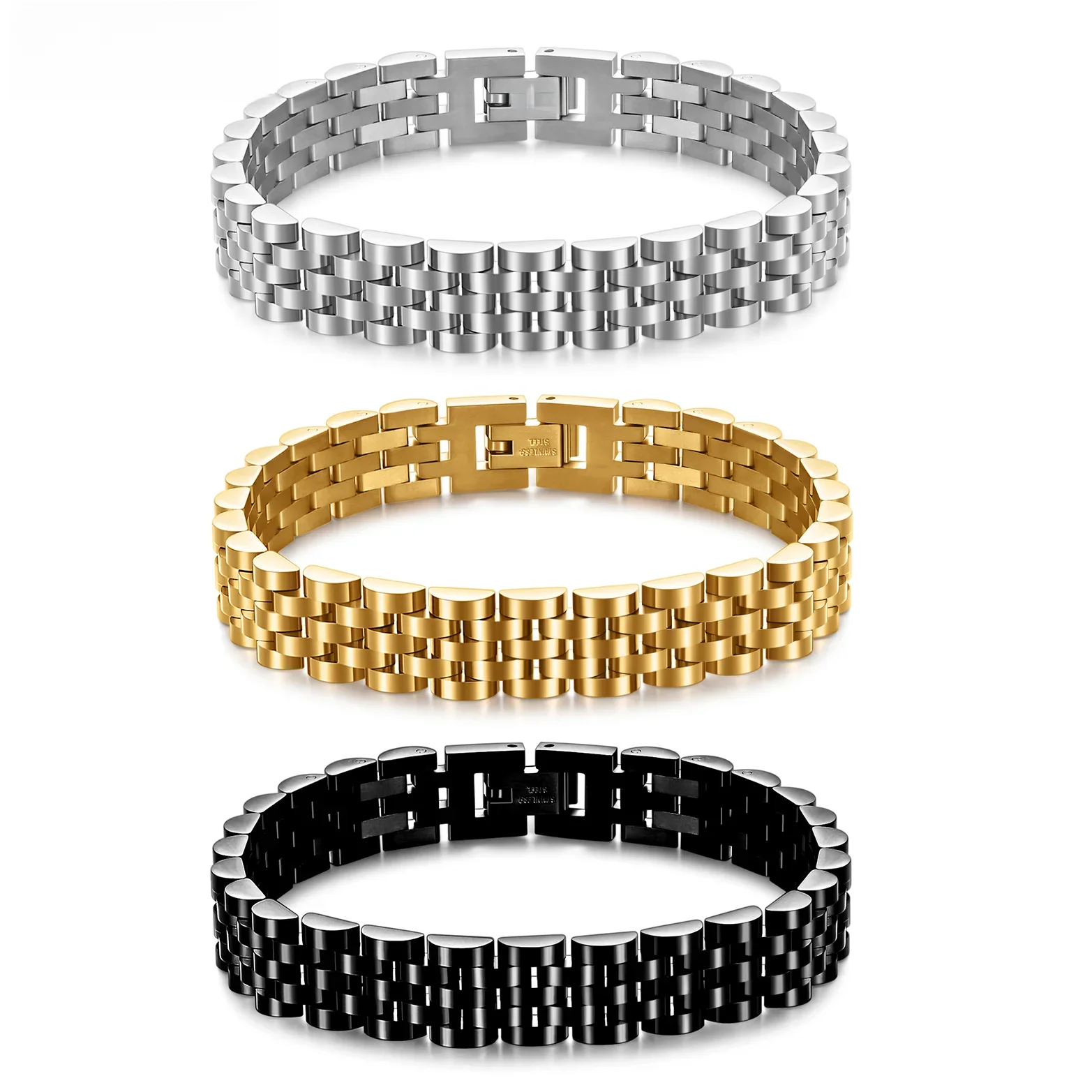 VQYSKO Trendy Minimalist Edelstahl Gold Farbe Überzogene Armband Armband für Frauen/Männer Schmuck Geschenke Paar Armband