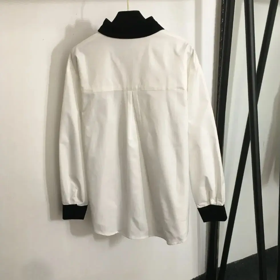 

2025 Summer/Autumn New Style Women's Striped Collar Long-Sleeved Blouse