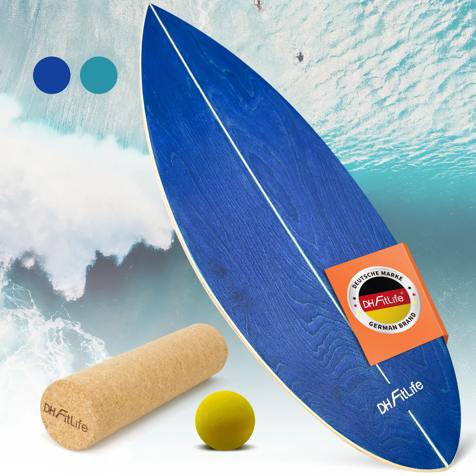 "Surfbrett Kit Surfing Balance Board aus Echtholz |  Indoor Surfboard mit Rocker Shape | Wackelbrett für Erwachsene | Spaß & Training Zuhause"