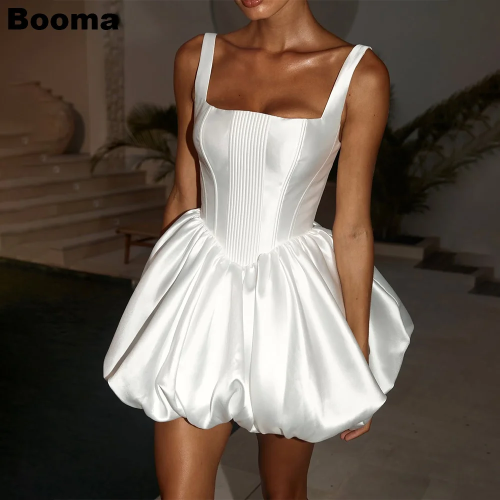 

Booma A-line Prom Dresses Square Collar Sleeveless Puff Skirts Wedding Party Dresses for Women Cocktail Dress Customized