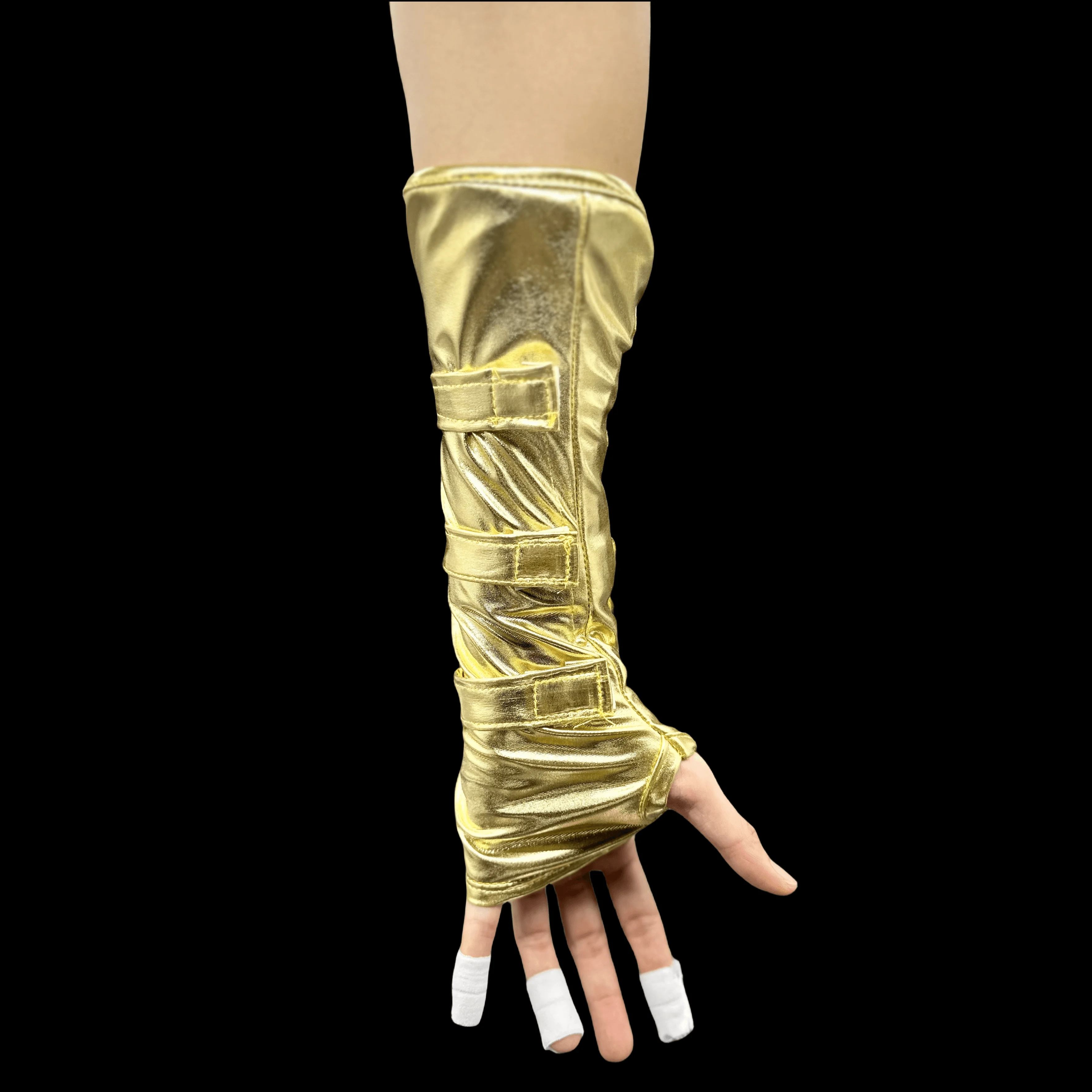 Rare Michael Black and White Vocal Concert  Golden Armbrace Glove Punk Perfromance Party Celebrate fingerless gloves