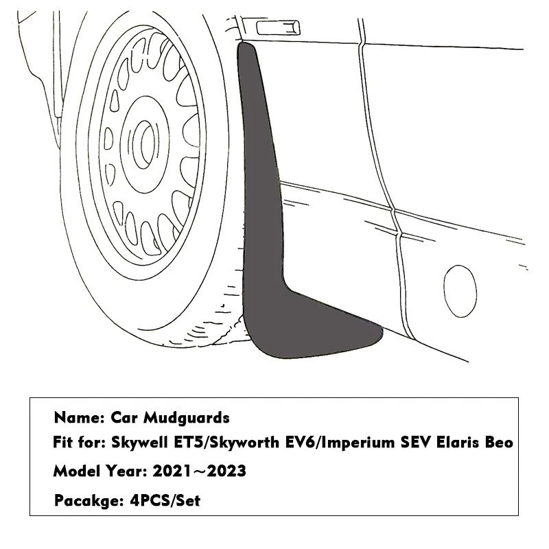 Car Mudguards For Skywell ET5 Skyworth EV6 Elaris Beo Imperium SEV 2021 2022 2023 Guards Fender Front Rear Wheel Car Accessories