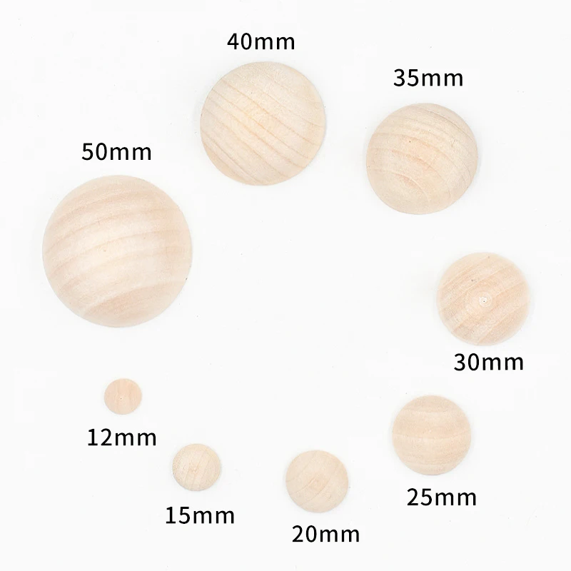 12/15/20/30/40mm 3-100 szt. Koraliki z naturalnego drewna do połowy okrągły element dystansowy drewniany koralik bezołowiowe do robótki ręczne dla