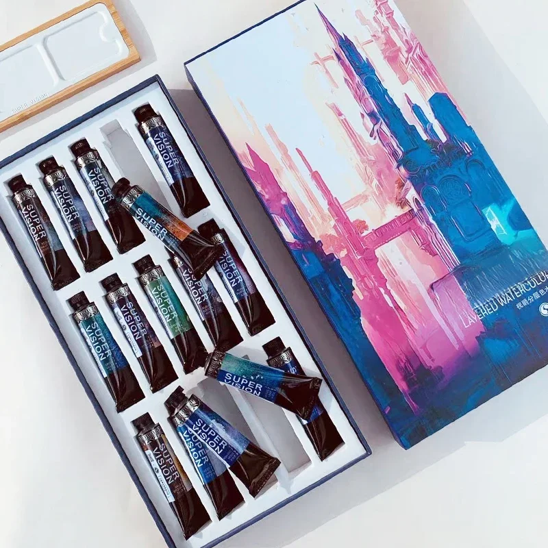 SUPER VISION nowy warstwowy kolorowy pigment akwarelowy tekstura mineralna antyczna ilustracja 2022 pojedynczy zestaw — zdjęcie produktu 6