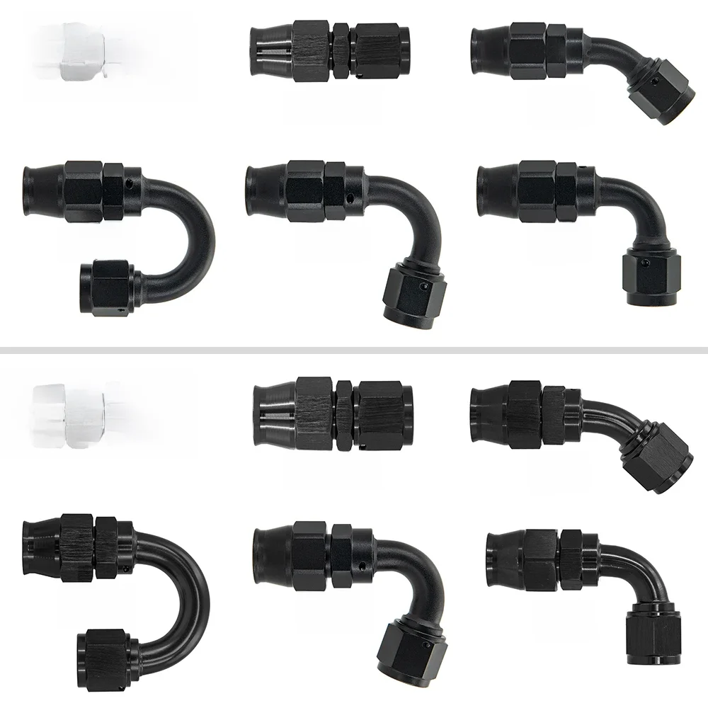 Złączka prosta AN6 AN8 45 90 120 180 stopni, wielokrotnego użytku, do węża, adapter do obrotowej końcówki węża PTFE do przewodów olejowych i paliwowych. — zdjęcie 2