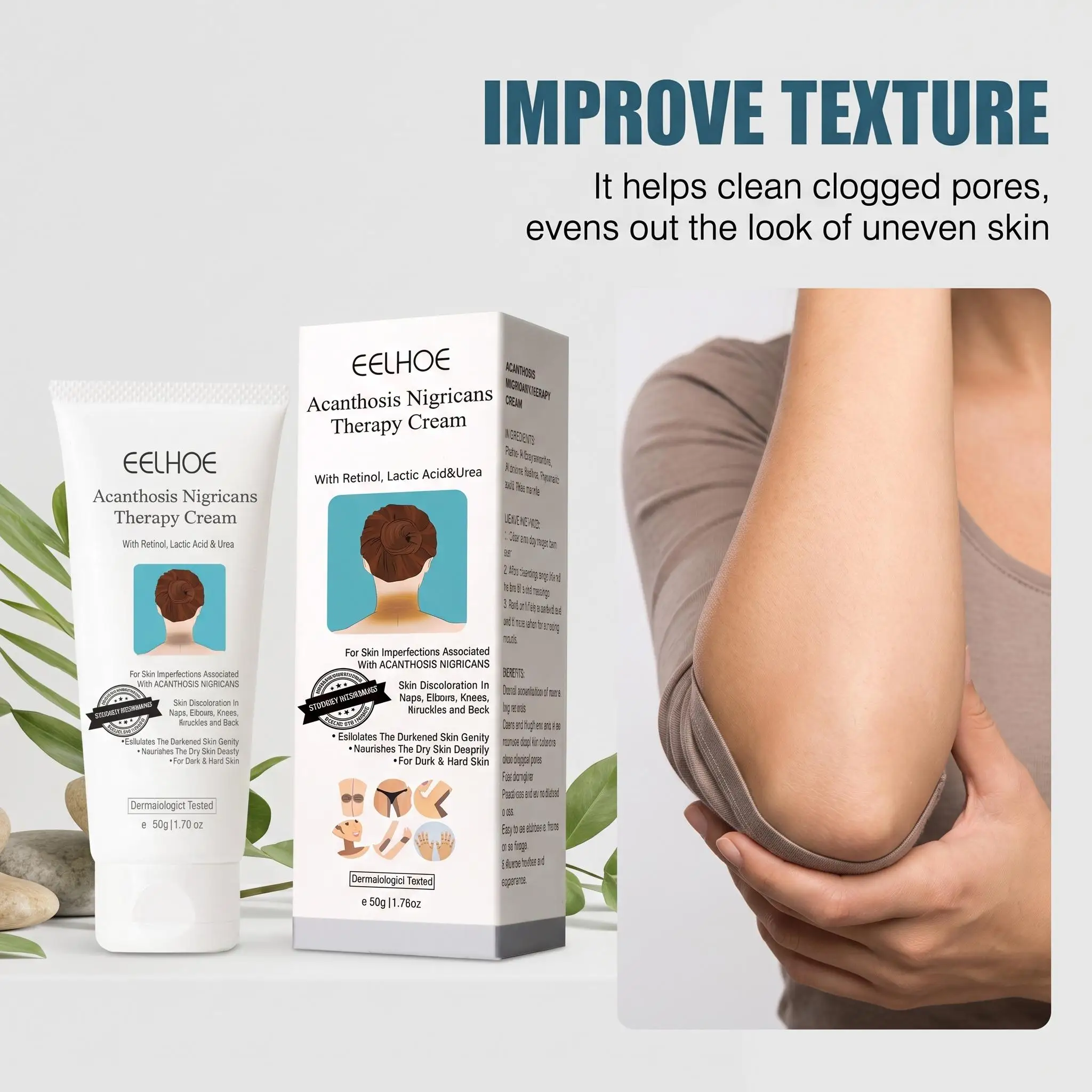 Eelhoe Acanthosis Nigricans Therapy Cream Hydrating Sooth Body Moisturizer Black Sitting Print Remove Improvement Dark Skin Whitening Cream