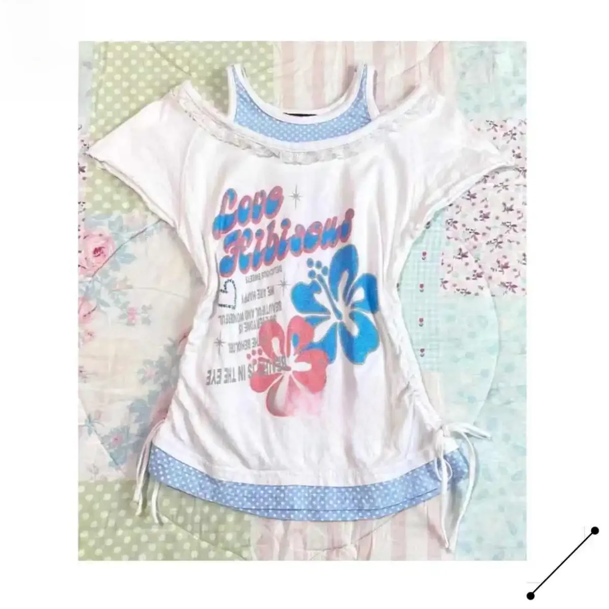 T shirt Women Kawaii Y2k Tops White Vintage Lace 2000s Korea Clothes Femme Cute Slim Sweet Girl Tee Harajuku Tshirts Graphic Tee — zdjęcie 2