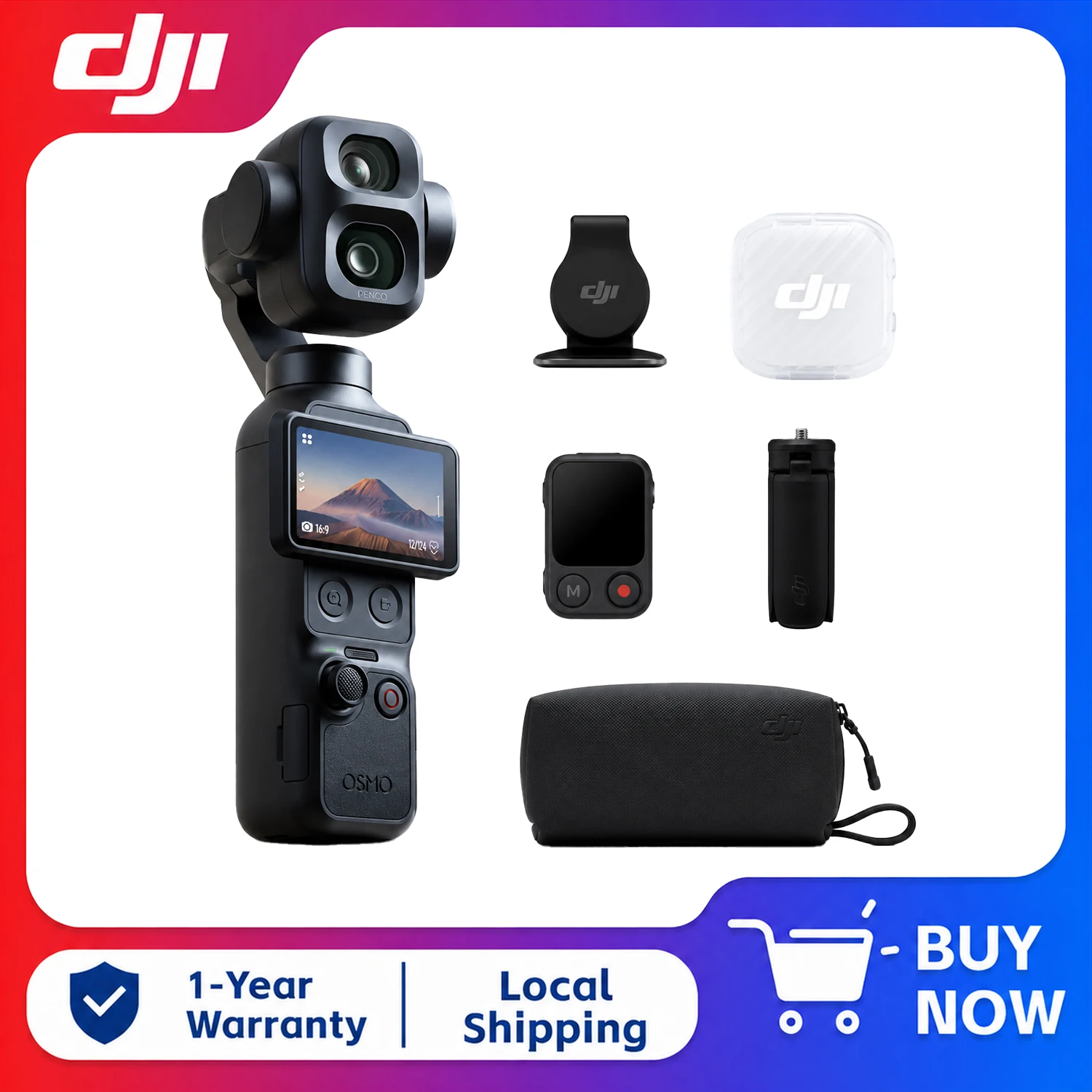 DJI Osmo Pocket 4P Vlog Combo, 3-Axis Stabilized, 4K 60fps Pocket Camera with Built-inGimbal, Portable Vlogging Camera for Travel & Content Creation