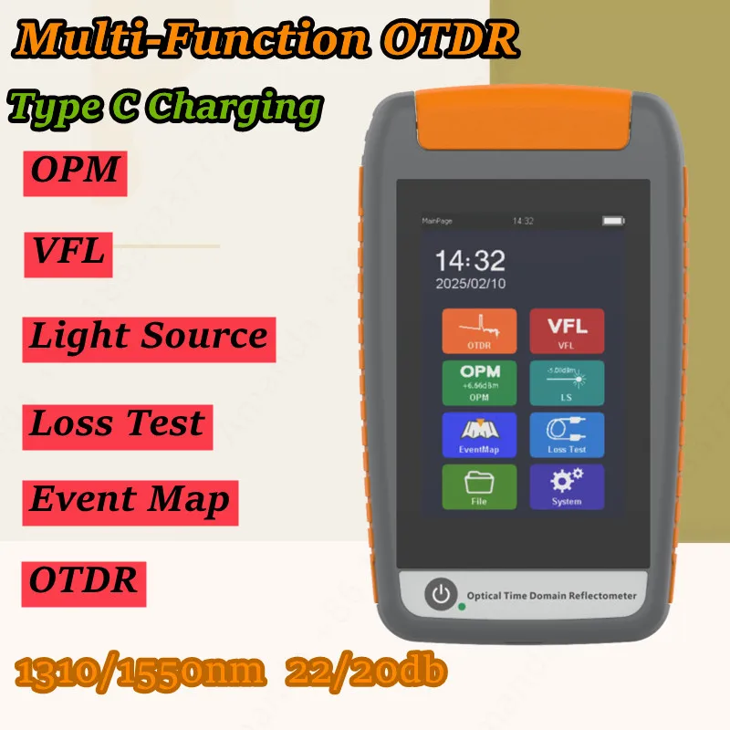 

Newest Mini OTDR 1310nm/1550nm 20/22db OPM VFL iOLA Event Map SC APC/UPC Touch Screen Fiber Reflectometer Optical OTDR HJ350-D22