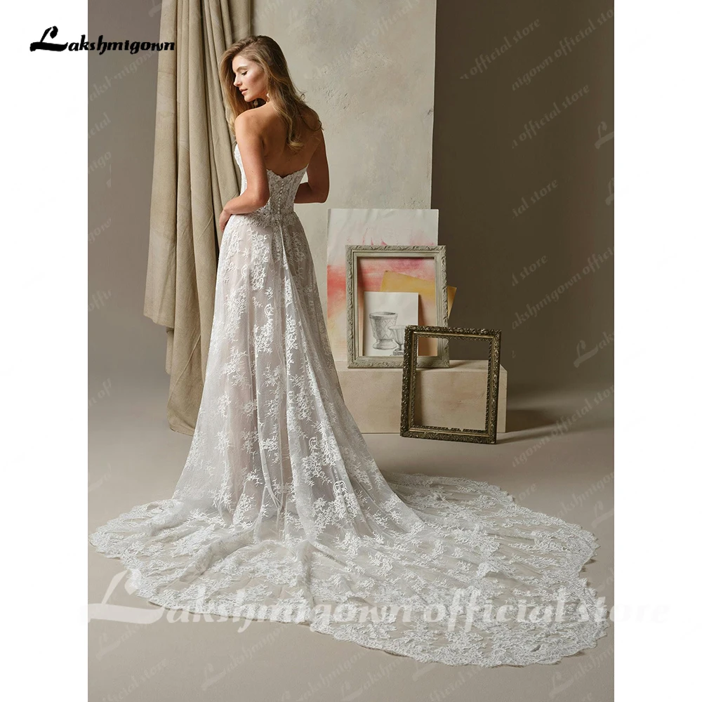Lakshmigown Plus Size Hochzeitskleid Off-Shoulder A-Linie Spitzenapplikationen Lange Ärmel Exquisite Vestidos De Novia Maßanfertigung – Detail 7