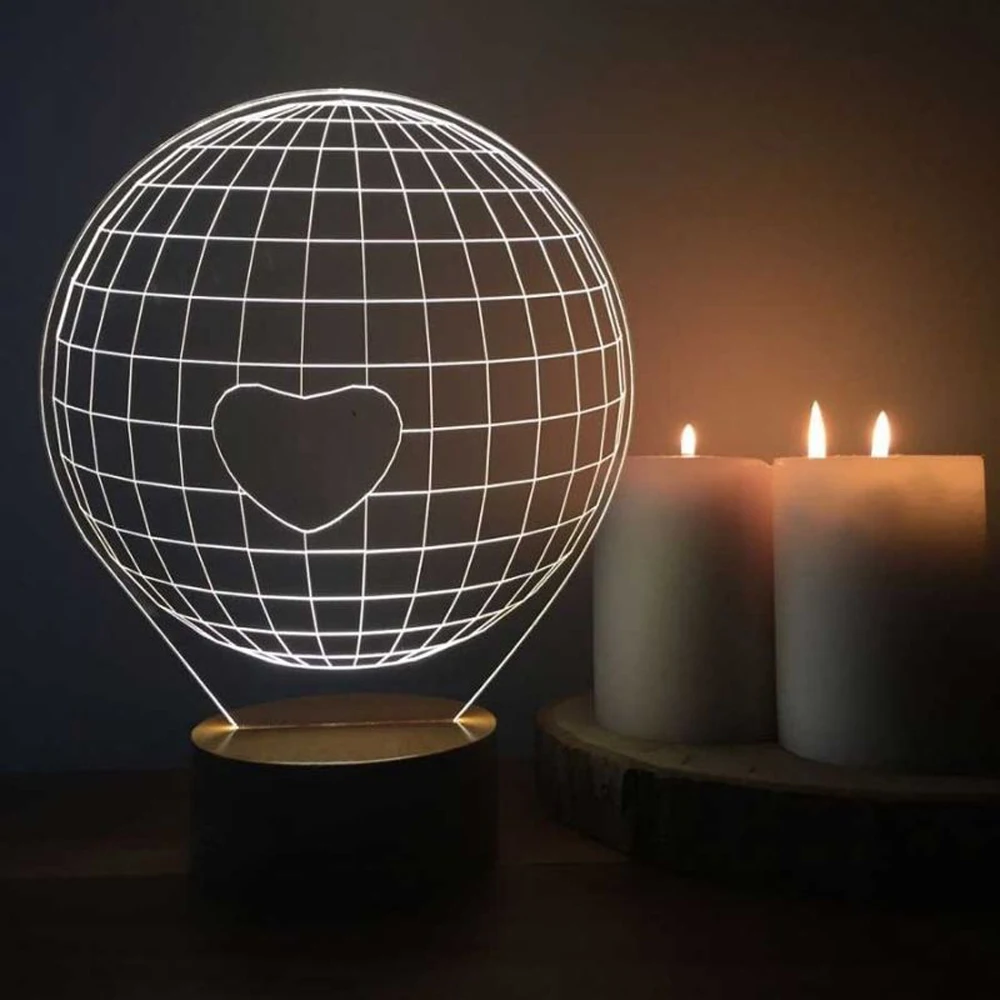 World Single Heart Figure Decorative Gift LED Table Lamp - Romantic Lighting for Special Moments