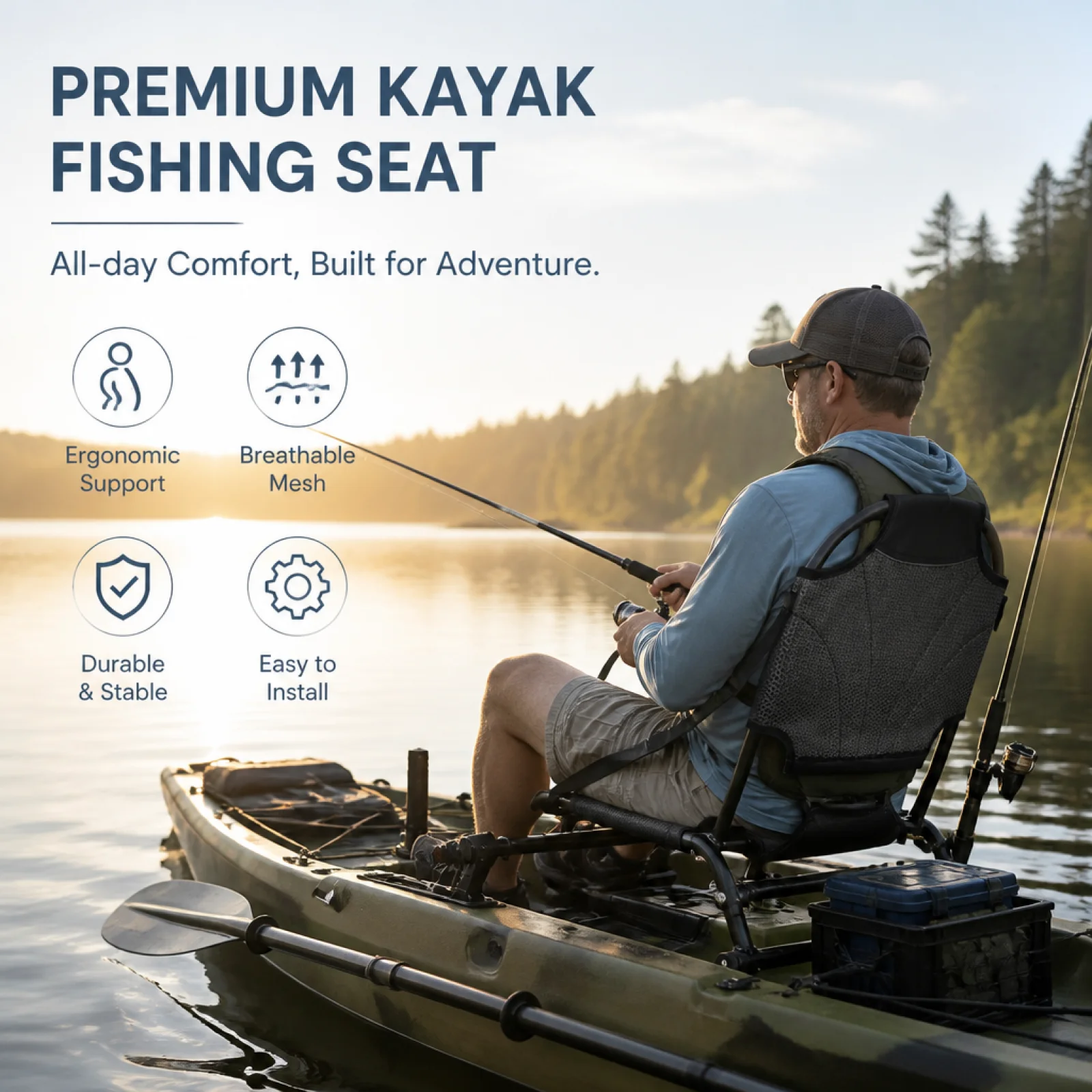 Aluminum Kayak Swivel Seat 360-Degree Rotation Comfortable Support Boat Pedestal Swivel Plate for Anglers Canoes
