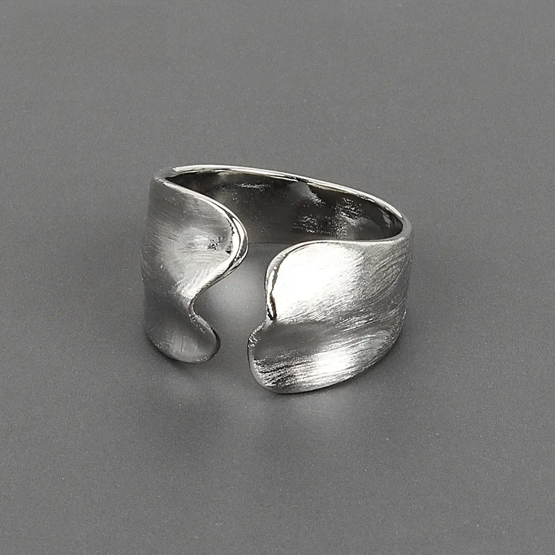 LIVVY 925 Sterling Silber Unregelmäßige Geometrische Welle Ring Einfache Trendy Kreative