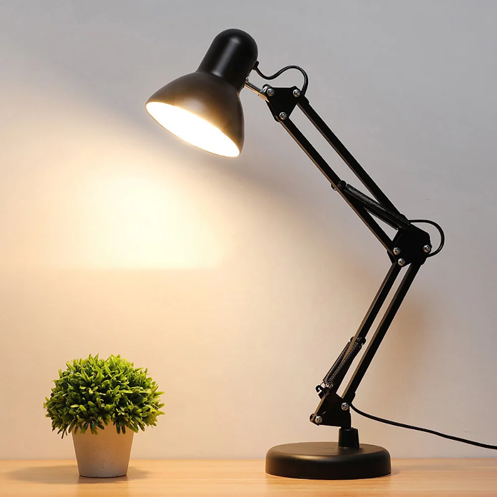 E27 Desktop  LED Desk Lamp Eye Protection Night Light Adjustable clip-On Study  Flexible Folding Bedroom Reading Lamp