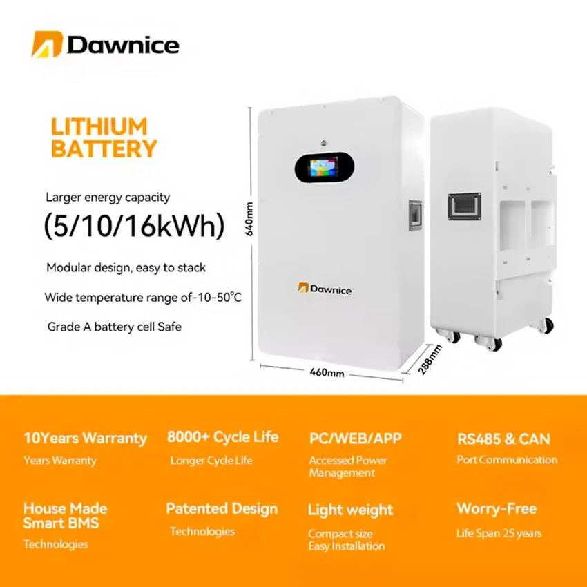 10KW Hybrid Inverter +10kwh 48V 51.2V Battery 100Ah 5kwh*2 Sets Battery  LiFePo4 Home Solar System for Camping Home Use