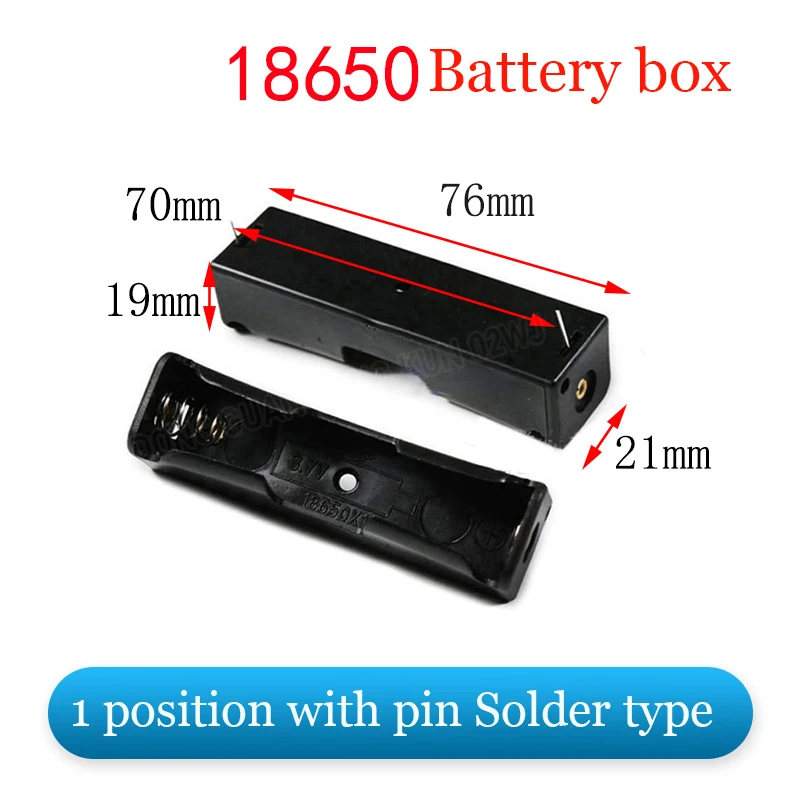 

1pcs 18650 Battery Case With Pins Solder Type Plastic Compartment Charging Cradle For One 3.7V Lithium Battery Battery Box