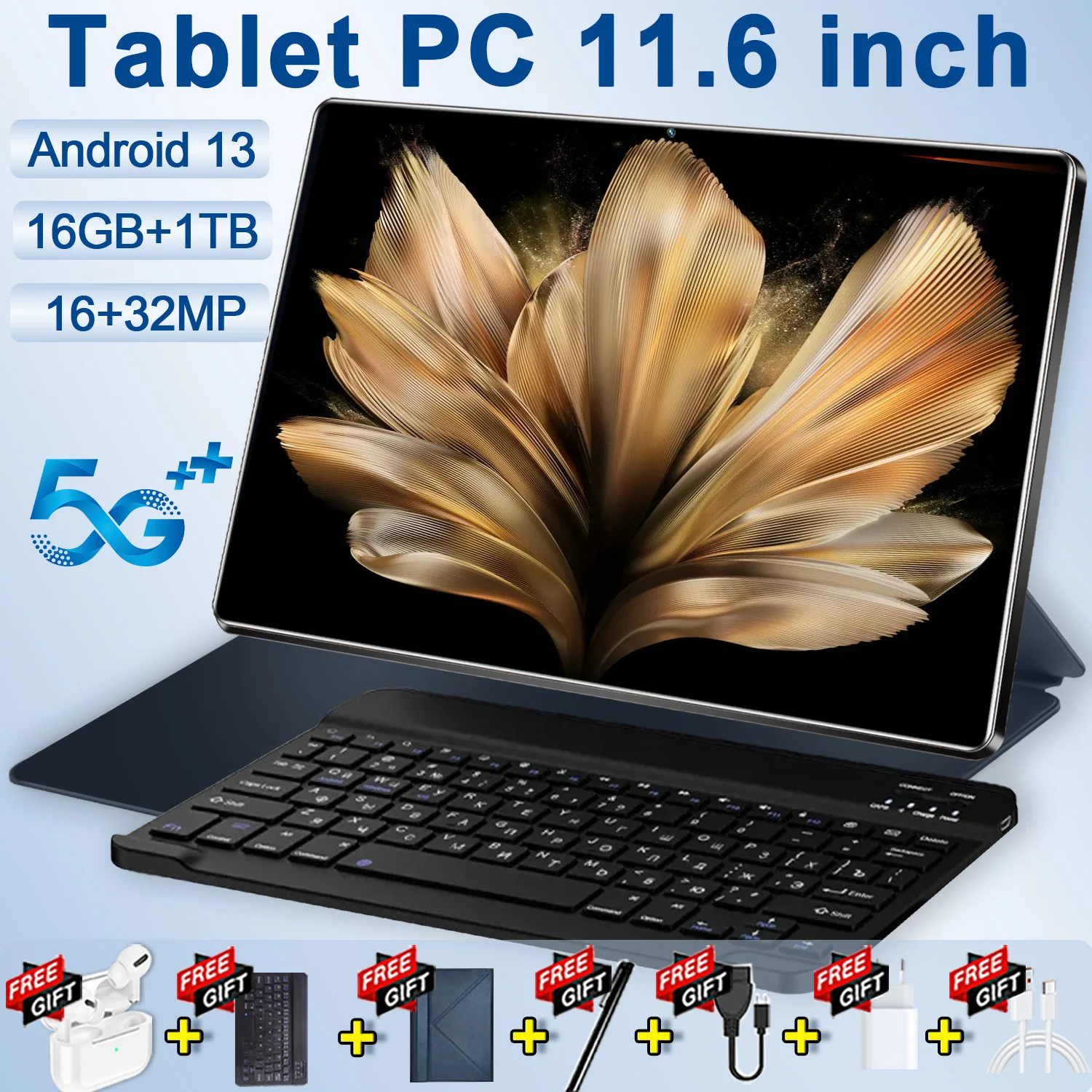 Tableta 5G con Android 2024, versión Global, 5K, HD, 13,0 pulgadas, 16GB de RAM, 1TB de ROM, 11,6 mAh, red, Bluetooth, WIFI, novedad de 20000