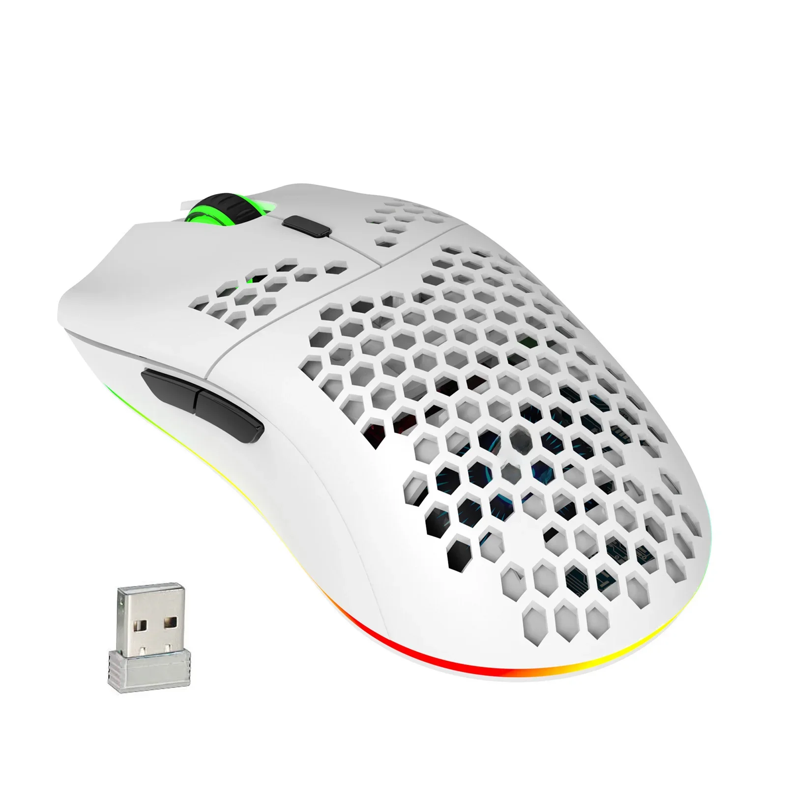 HXSJ T66 RGB 2.4G bezprzewodowa mysz do gier oświetlenie RGB mysz ładująca z regulowanym DPI ergonomiczna konstrukcja do laptopa stacjonarnego — zdjęcie 2