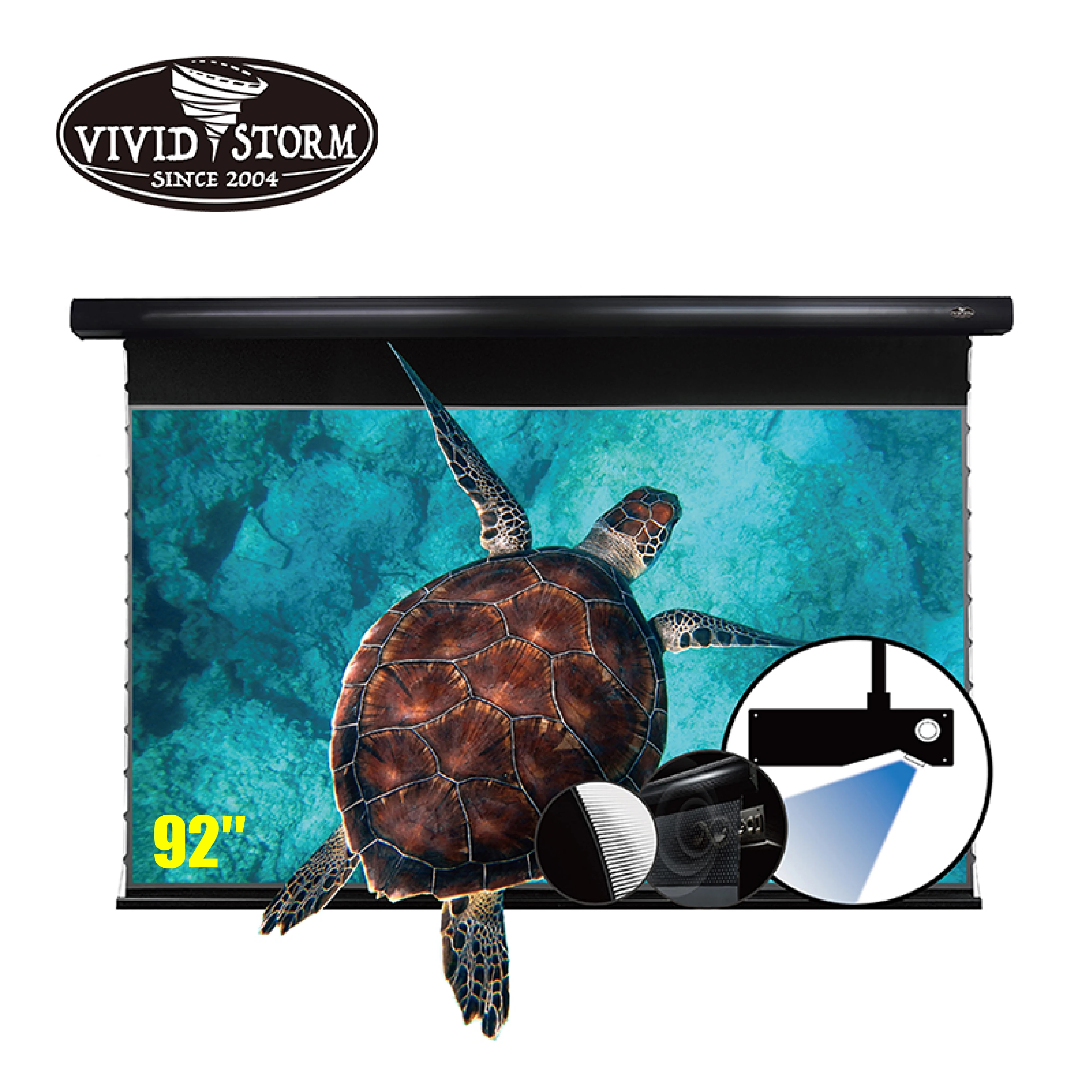 VIVIDSTORM PRO PA 92 inch Slimline Ceiling mounted screen ALR Sound Acoustically Transparent screen for ultra short projector