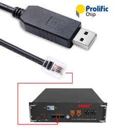 Must LP18-48100 LP18-48200 LifePO4 Lithium Battey Console Communication Cable Prolific USB RS232 to RJ11 6P4C Serial Debug Cable