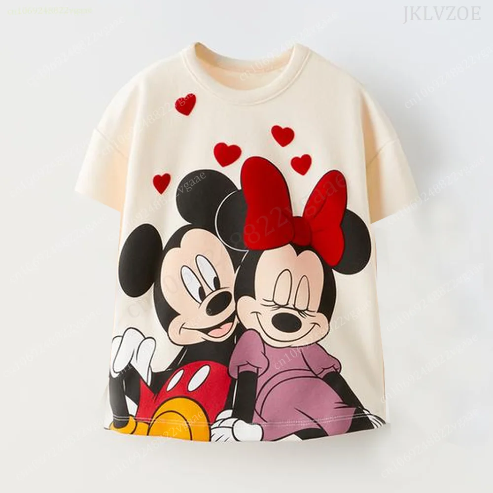 Mickey Mouse T Shirt Girls Kids Men Summer Short Sleeve Friends Tee Shirt Clothes T-shirt Children Women Family Minnie Couple