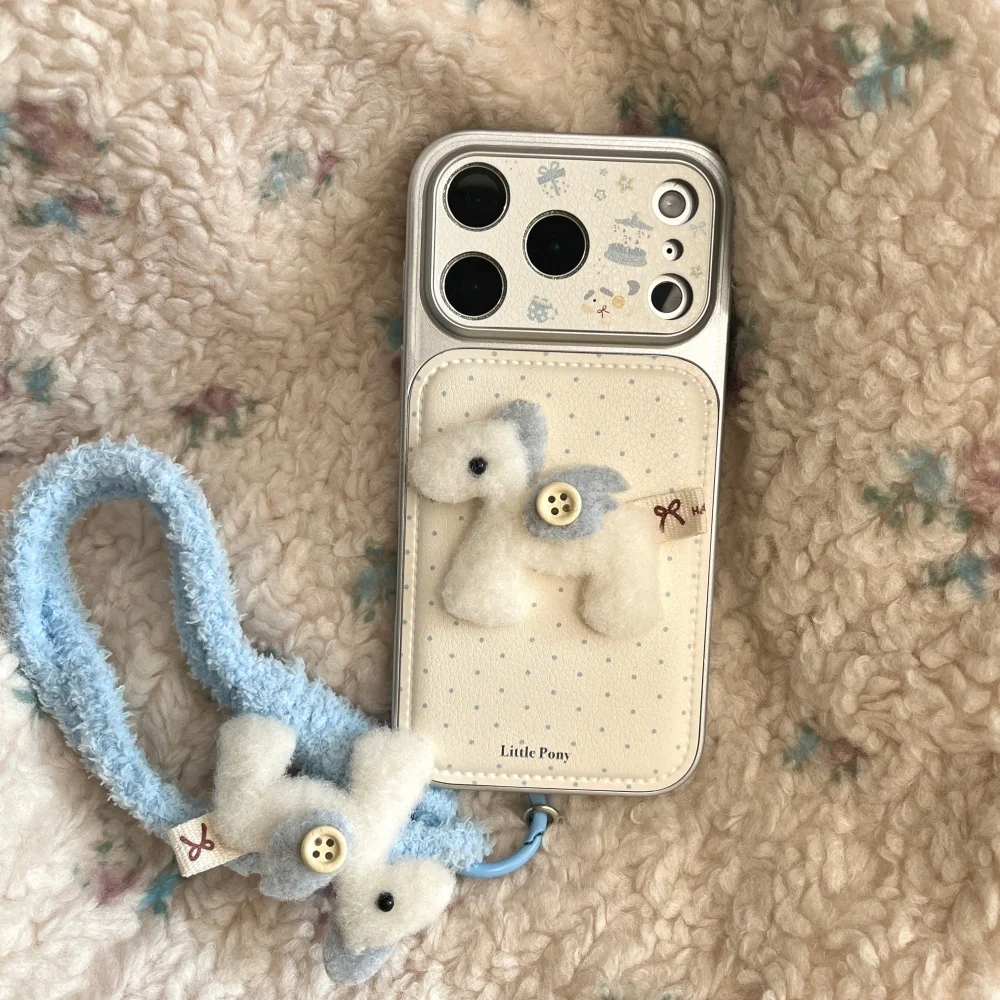 

Cute cartoon polka dot Pegasus phone case for iPhone 17 16 ProMax 14 15 Pro fundas Korean INS fashion shockproof protective case