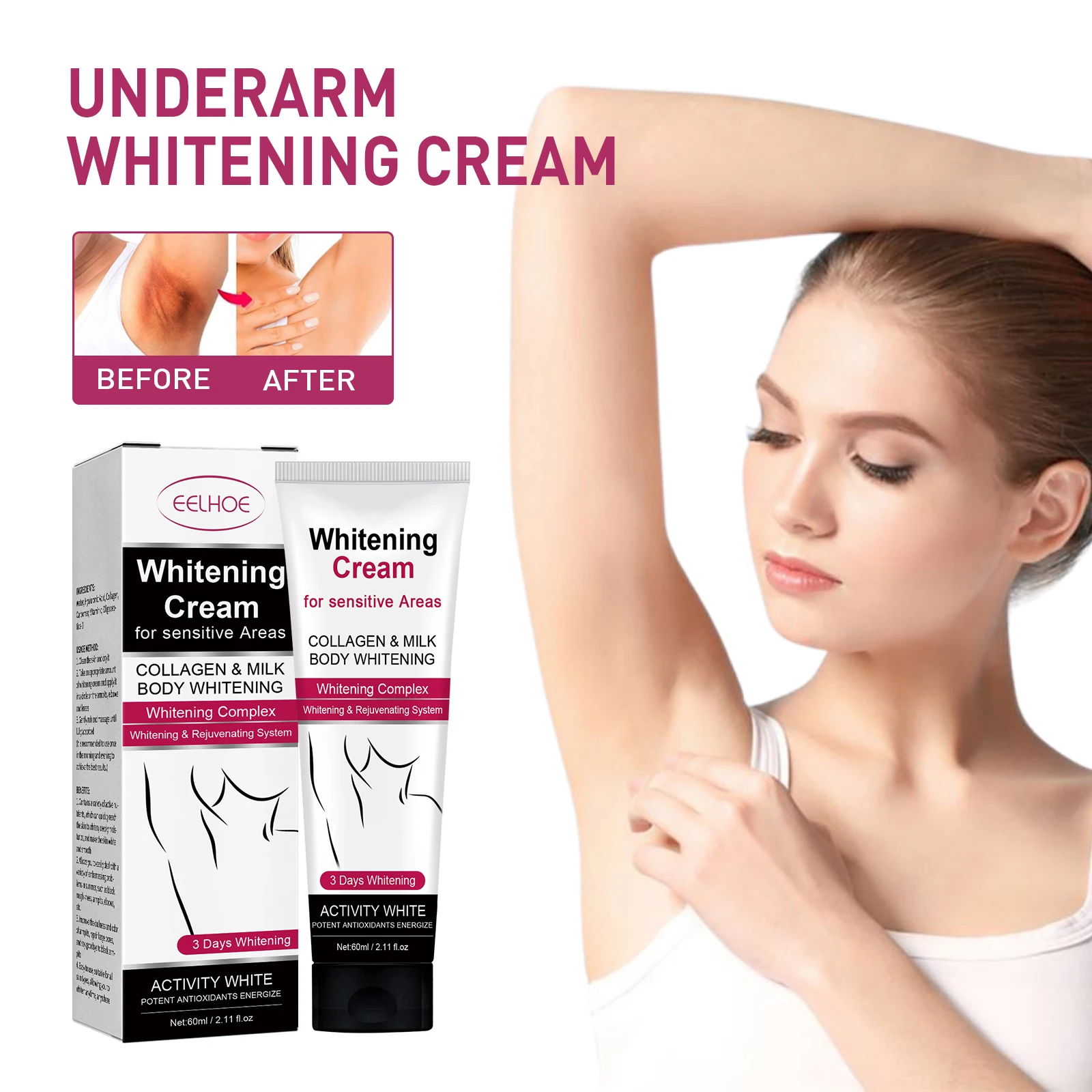 

EELHOE Whitening Cream Armpit Leg Knee Skin Care Underarm Brightening Cream Inner Thighs Elbow Bleach Joint Remove Melanin Cream