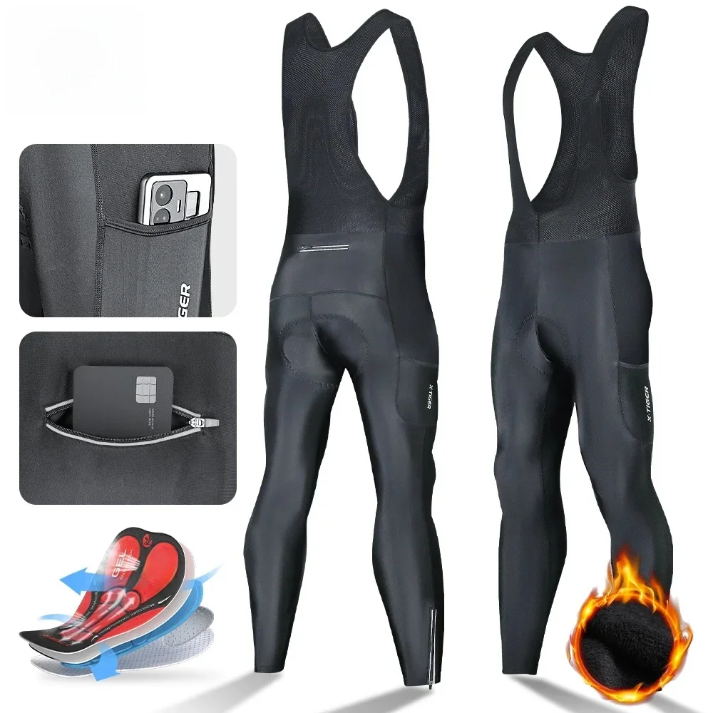 AliExpress X-TIGER Winter Men's Cycling Bib Pants Cold Resistant Keep Warm Wool Breathable 5D Gel Pad TMB Mountain Road Cycling Pants