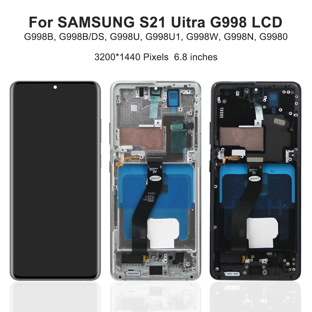 S21 Ultra For AMOLED For Samsung S21 Ultra 5G G998B G998U G998W LCD Display Touch Screen Digitizer Assembly Replacement