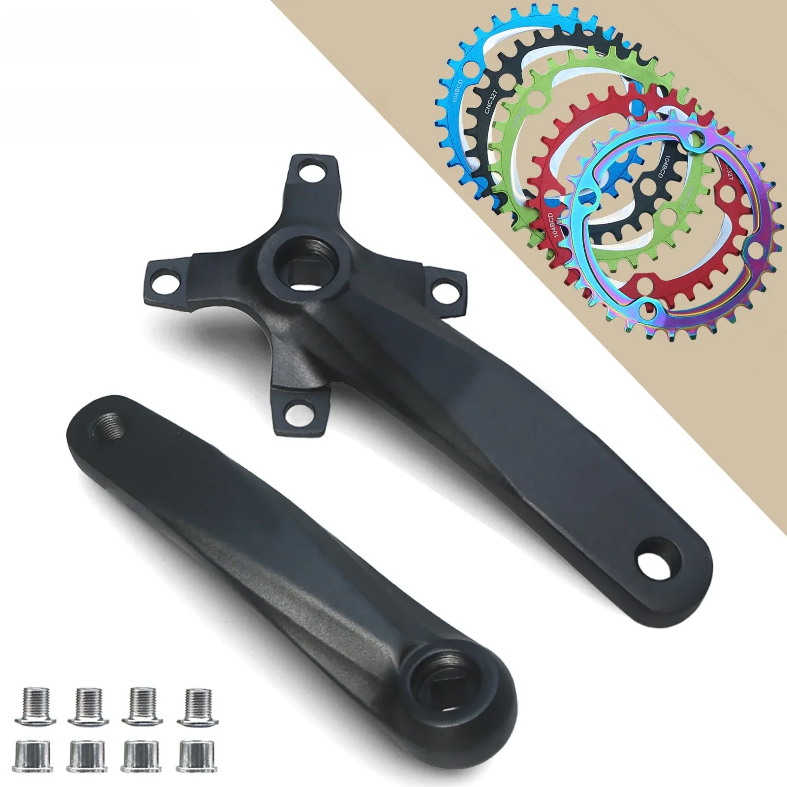 AliExpress GANOPPER 152/165/170mm Bicycle Square Hole Crankset 104BCD 30/32T/34T/36T/38T/40T/42T Narrow Wide Chainwheel Sprocket MTB Bike Crank Arms