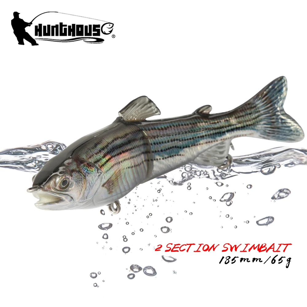 

Hunthouse 2 Section Sinking Swimbait 185mm/65g Slow Retrieve Jerk Wobbler Fishing Lures Bionic Jointed For Pike Swimming Gear