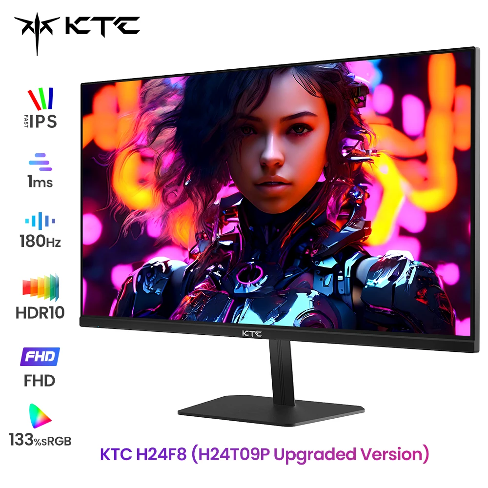 شاشة ألعاب KTC H24F8، شاشة IPS سريعة 23.8 بوصة 1920*1080 16:9، معدل تحديث 190 هرتز، وقت استجابة 1 مللي ثانية، HDR10، 135% sRGB