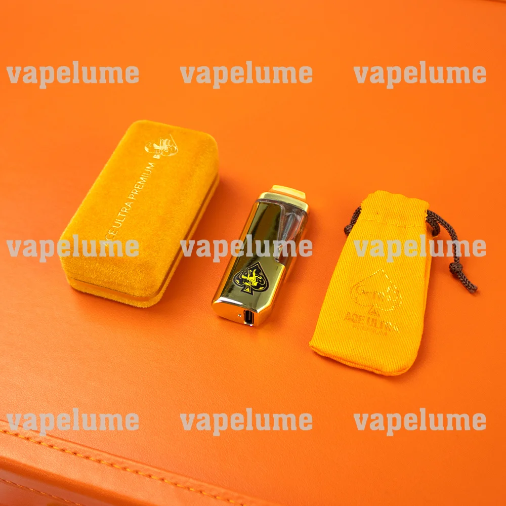 ACE Muhameds-Bolígrafo Vape desechable vacío, cigarrillos eléctricos dorados, cápsula de carga USB, bolsillo naranja, conjunto con caja de regalo de terciopelo rojo, 2ml