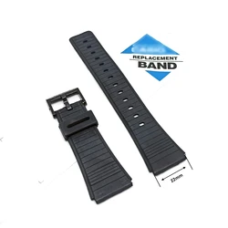 Fits/For Casio DataBank DBC-60 , DBC-61 , DBC-62 , DBC-80 , DBX-102 , DCC-32 , SDB-610 - 22mm Black Rubber Replacement Watch Ban