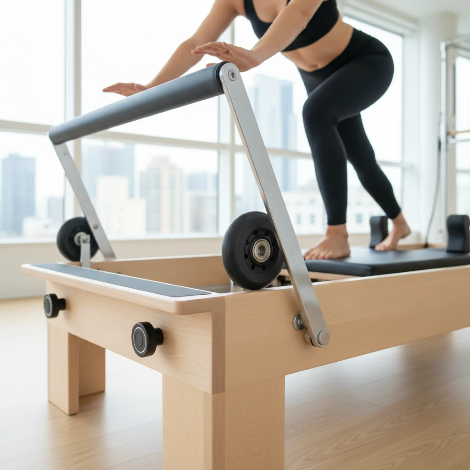 Pilates Reformer Wheel Attachment Studio Maintenance Quiet Compatible Fitness Easy to Install Spare Equipment Black Accessories