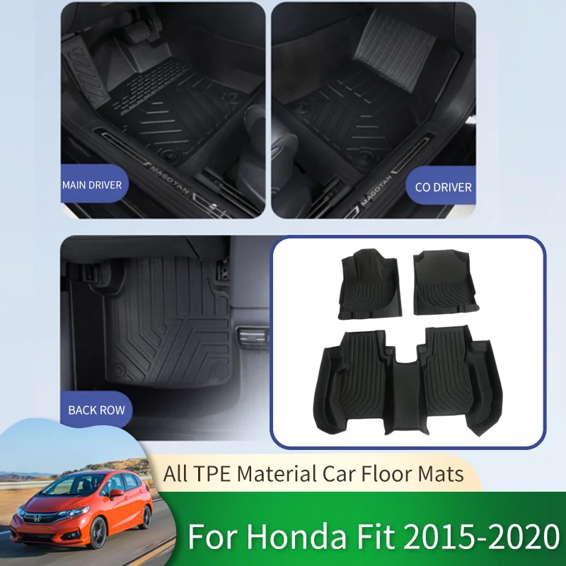 for Honda Fit Jazz 3th GK3 2015~2020 2013 TPE Car Waterproof Non-slip Floor Mats Full Surround Protective Liner Foot Pads Carpet