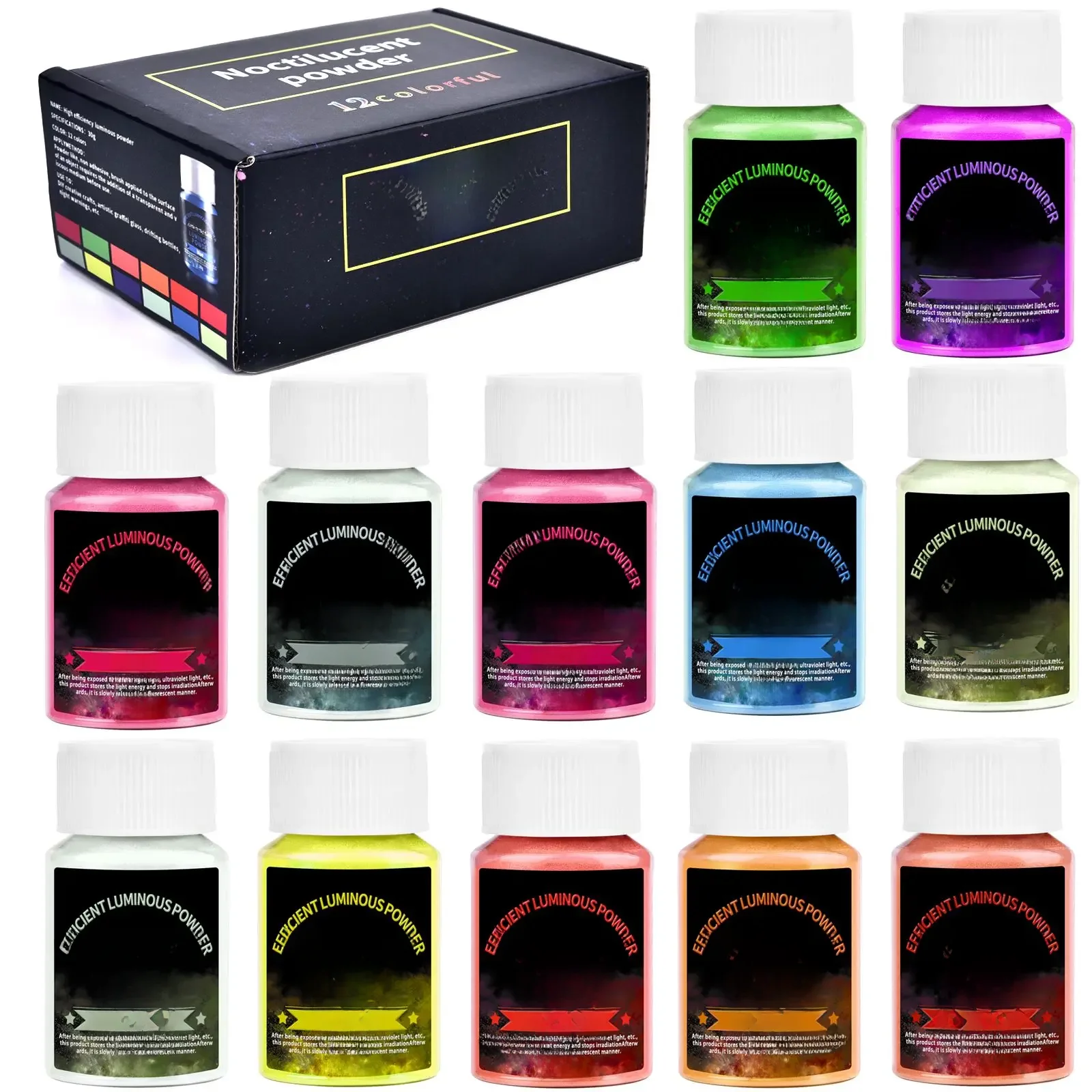 Peinture en poudre lumineuse longue durée, 20g, résine époxy, Pigment qui brille dans la nuit, poudre fluorescente, remplissage pour la fabrication de bijoux à faire soi-même