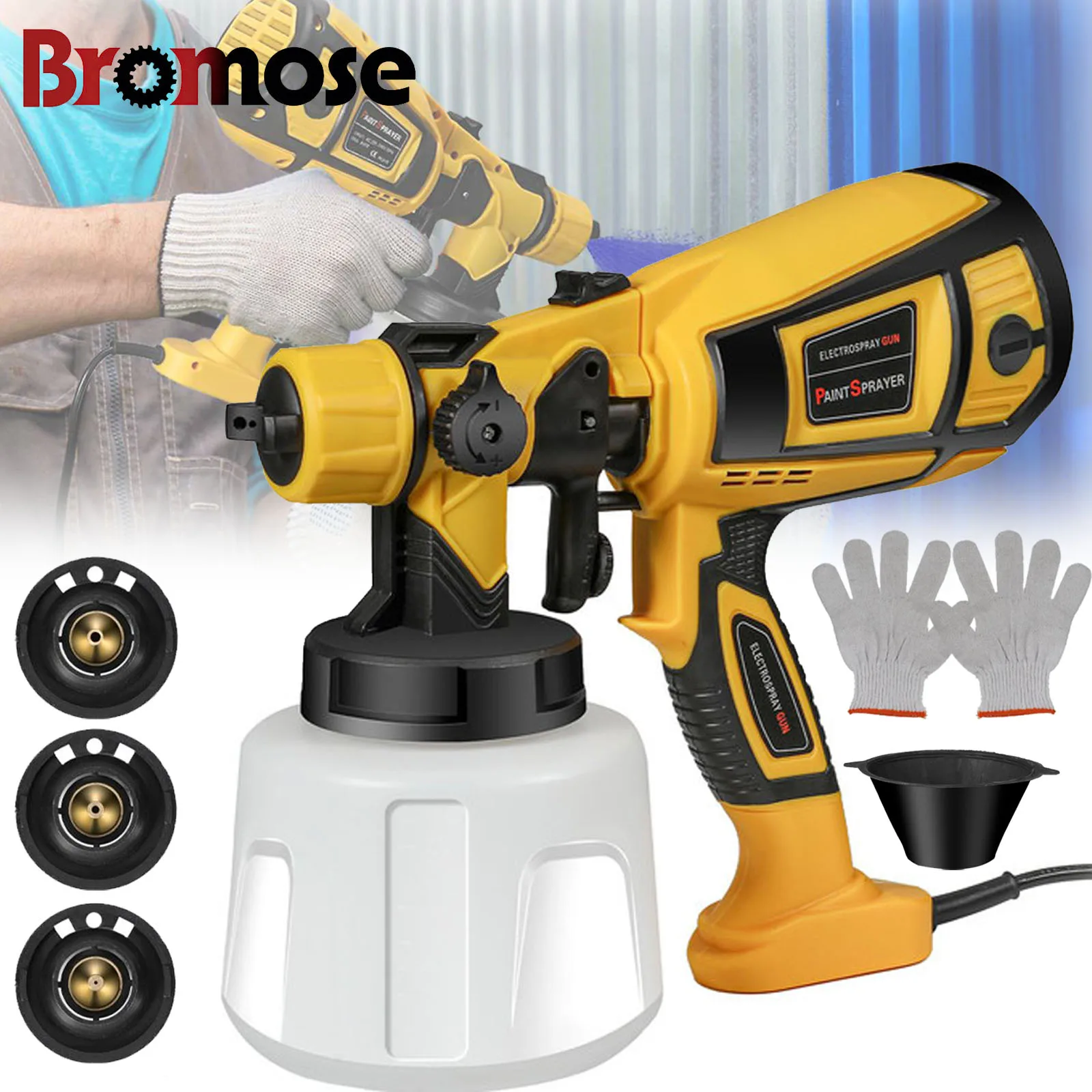 1400ML Spruzzatore di vernice elettrico 850W Pistola per verniciatura a spruzzo ad alta potenza con 4 ugelli per mobili Armadio Recinzione Porta a muro Lavoro fai da te