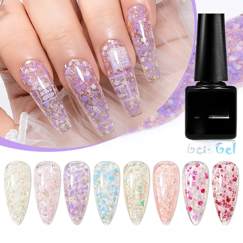 MTSSII 7ml paillettes fleurs de cerisier Gel vernis à ongles brillant couleur scintillante Semi Permanant tremper UV manucure vernis à ongles