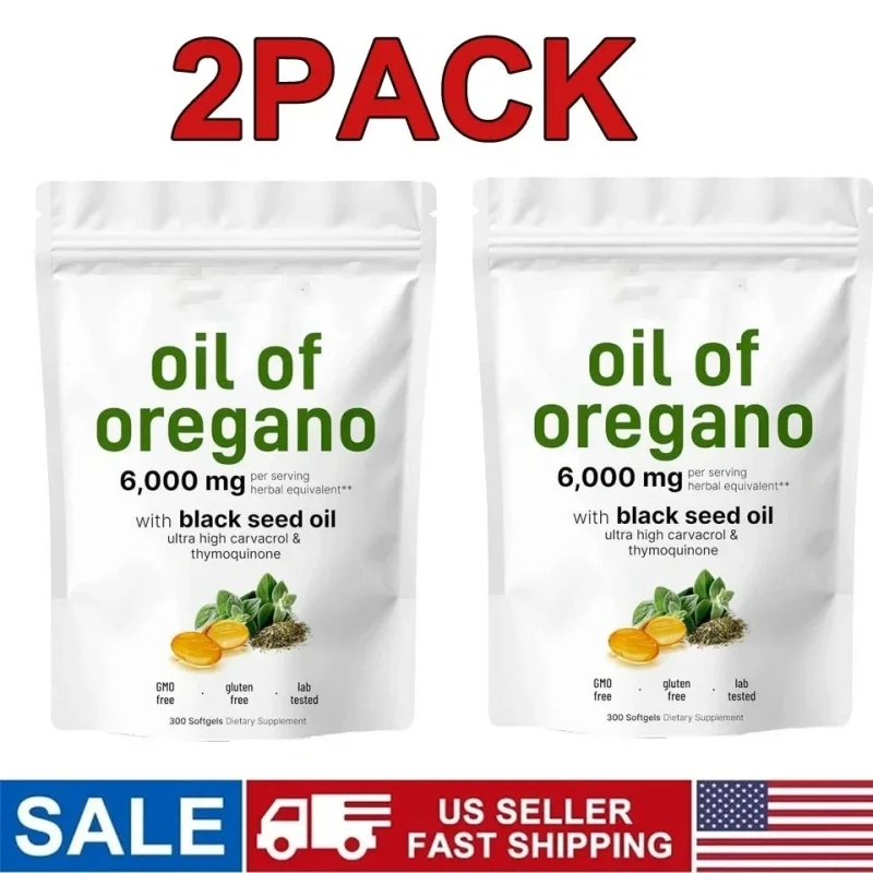 2 Pac Oil of Oregano Softgels 6000mg Per Serving, 300 Count