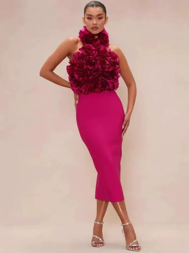 

Лето 2022, женское белое тонкое бандажное платье с открытыми плечами и цветочным принтом, элегантное модное вечернее платье с открытой спиной