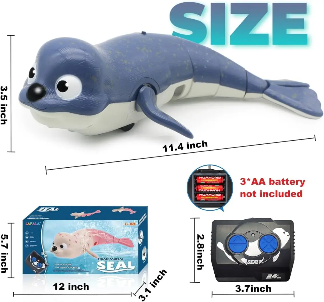Amfibische 2.4G RC Lazy Seal Oplaadbaar Waterspeelspeelgoed Zwembadbad Kinderspeelgoed Afstandsbediening Haai Dolfijn Geschikt voor 3+ jongens