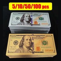 5~100pcs 100 Dollar Bills 24k Gold Foil USD 100 Dollars Bills Fake Money Banknotes Crafts